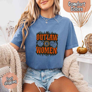 Comfort Colors Outlaw Women Flames Shirt – Vintage Western Cowgirl Shirt