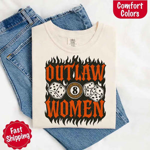 Comfort Colors Outlaw Women Flames Shirt – Vintage Western Cowgirl Shirt