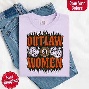Comfort Colors Outlaw Women Flames Shirt – Vintage Western Cowgirl Shirt