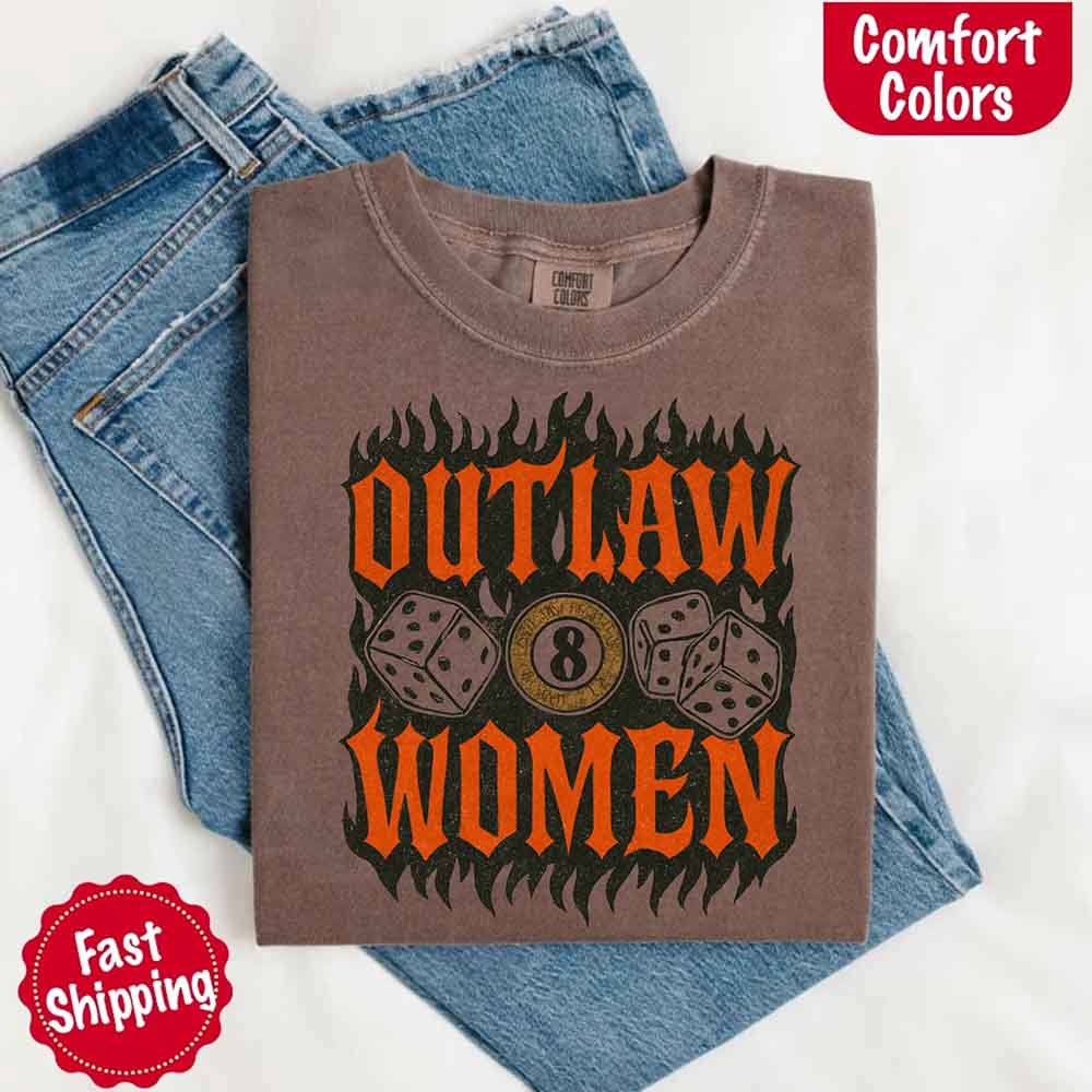 Comfort Colors Outlaw Women Flames Shirt – Vintage Western Cowgirl Shirt