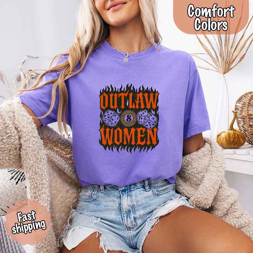 Comfort Colors Outlaw Women Flames Shirt – Vintage Western Cowgirl Shirt