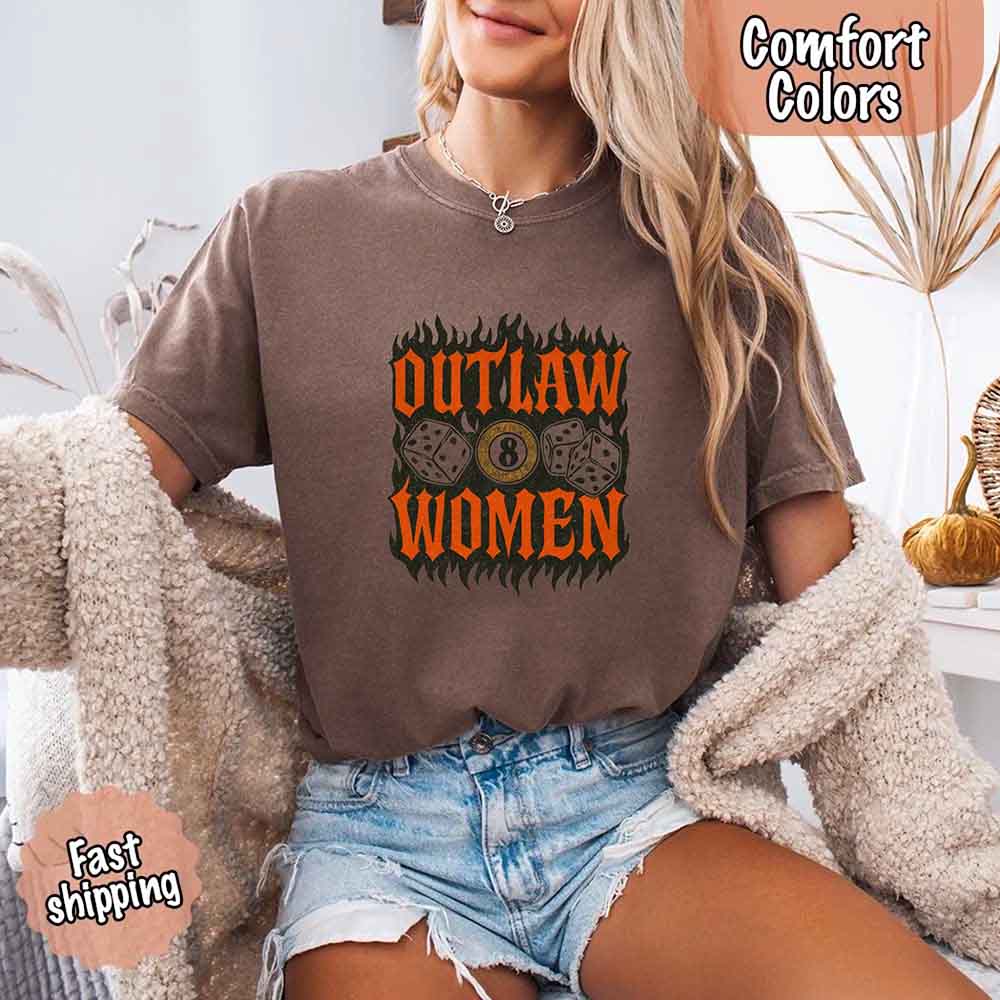 Comfort Colors Outlaw Women Flames Shirt – Vintage Western Cowgirl Shirt