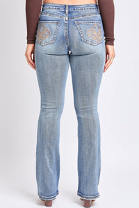 Women's Heavy Stitch Mid Rise Bootcut Stud Jeans