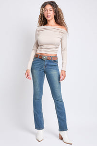 Women's Mid Rise Belted Bootcut Jeans