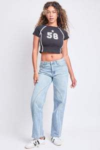 Women's Mid Rise Relaxed Rigid Straight Leg Jeans