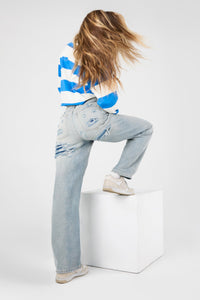 Women's High Rise Relaxed Fit Rip Repair Jeans
