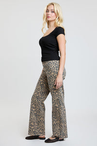 Women's High Rise Animal Print Wide Leg Jeans