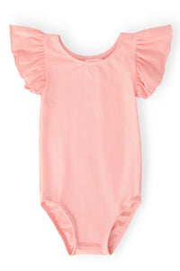 Peach S/S Flutter Sleeve Leotard