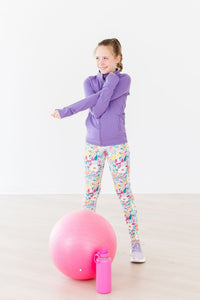 Playful Purple Full-Zip Ruffle Active Jacket