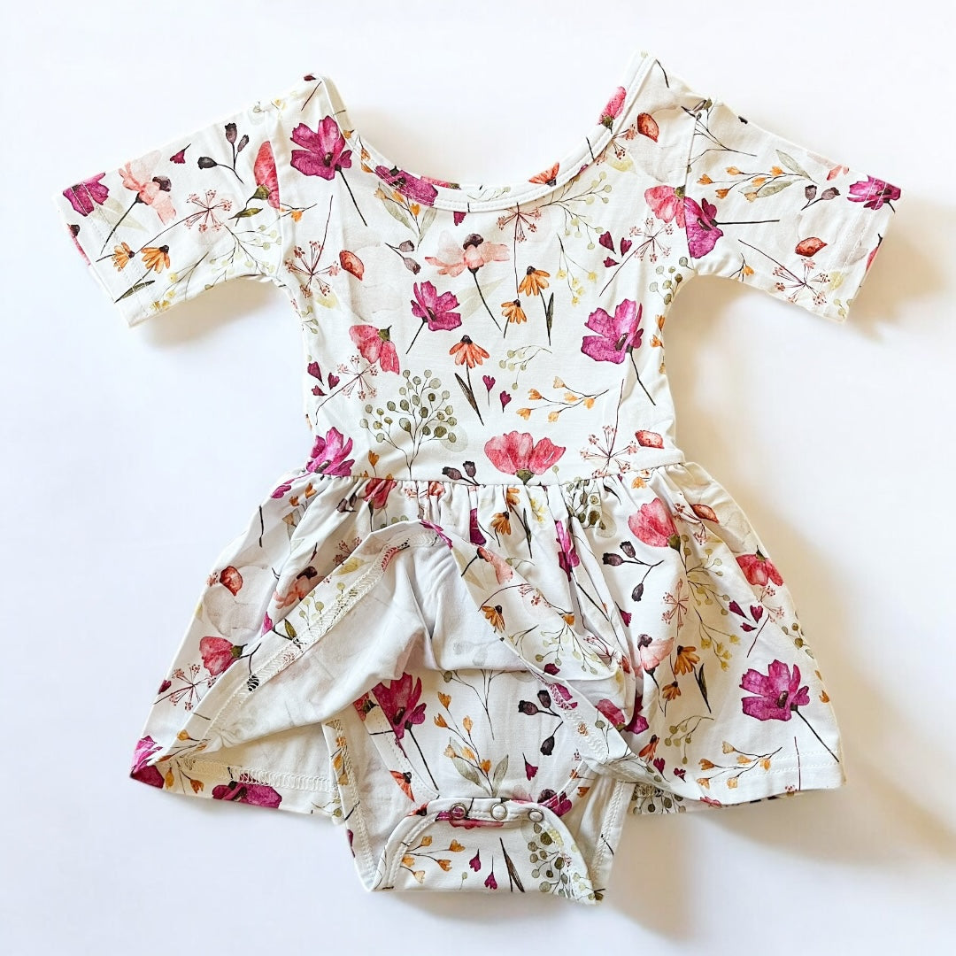 Bamboo Purple Floral Bodysuit Dress