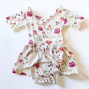 Bamboo Purple Floral Bodysuit Dress