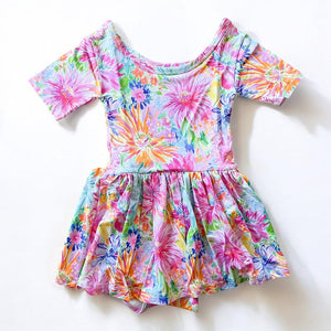 Bamboo Neon Floral Bodysuit Dress