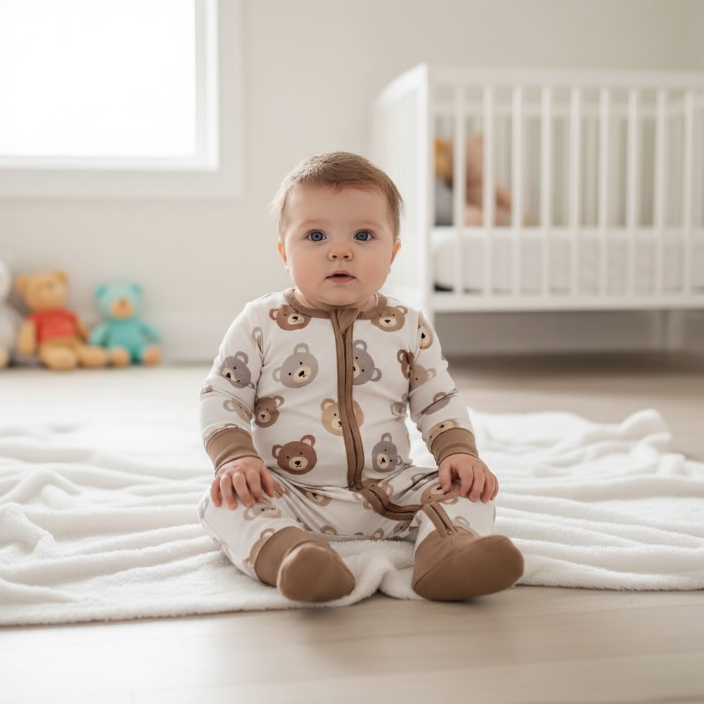 Baby Bear Bamboo Zipper Romper