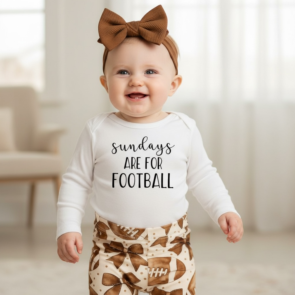 Football Bows Baby Bell Bottom Outfit
