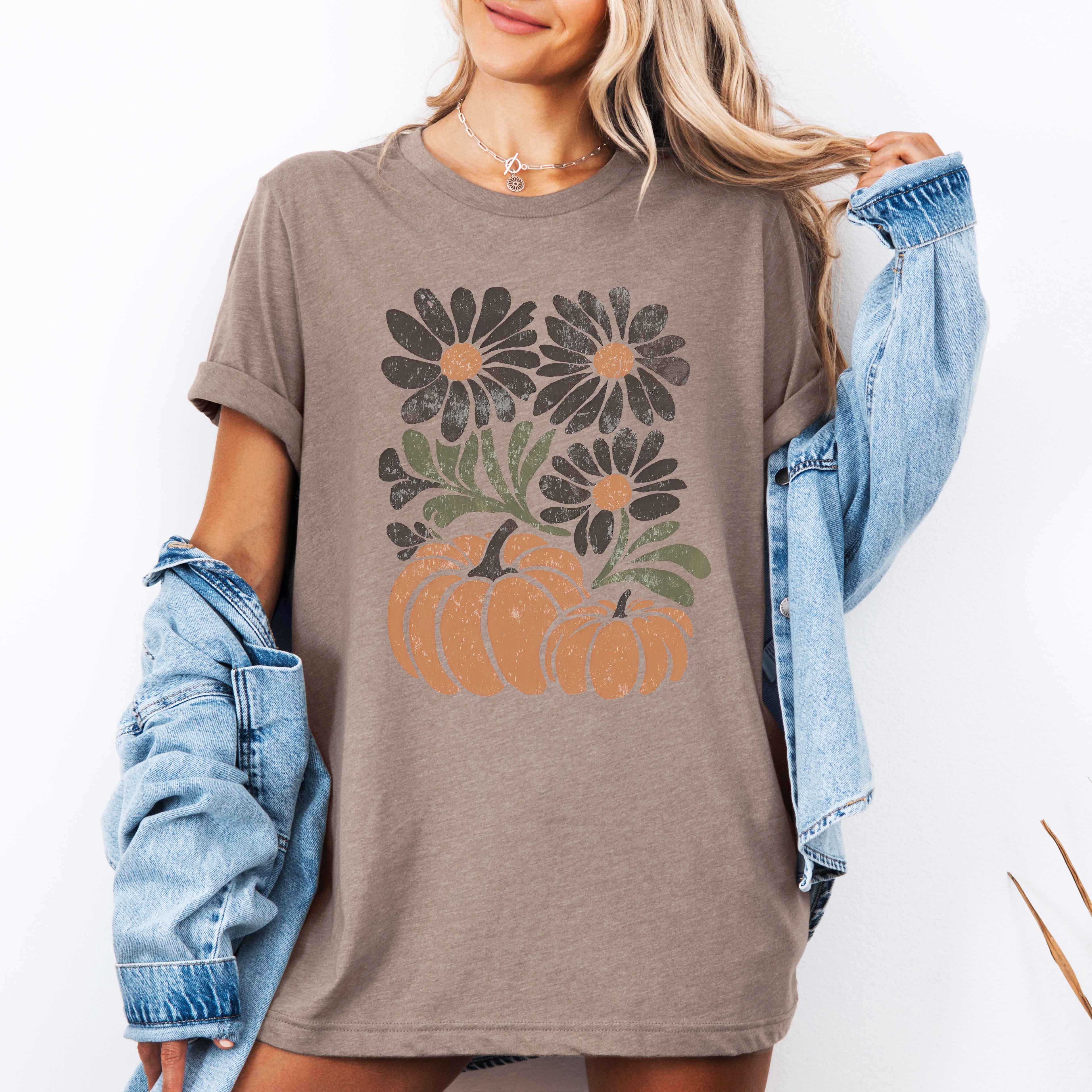 Pumpkins and Flowers, Watercolor, Halloween, Beautiful, Autumn, Fall, Tshirt