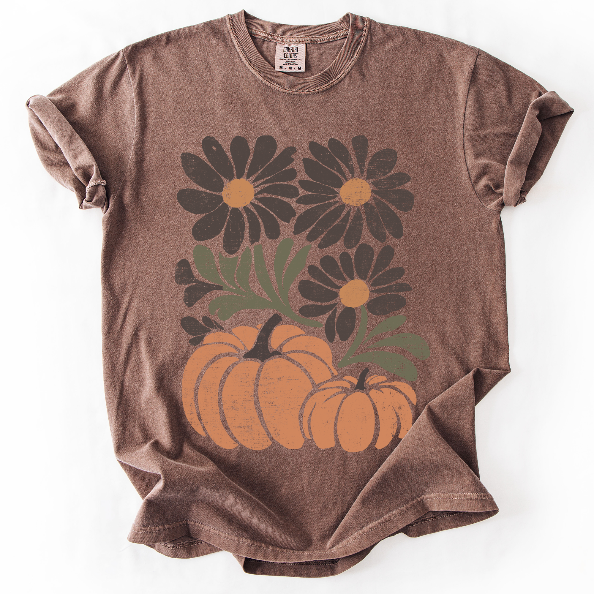 Pumpkins and Flowers, Watercolor, Halloween, Beautiful, Autumn, Fall, Comfort Colors T-Shirt