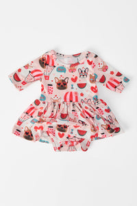 Puppy Love 3/4 Sleeve Twirl Bodysuit