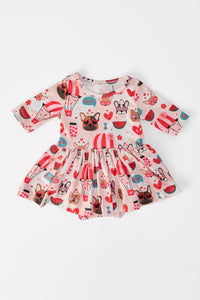 Puppy Love 3/4 Sleeve Twirl Bodysuit