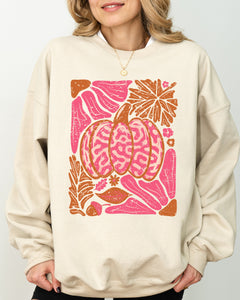 Retro Floral, Pumpkin, Halloween, Jack-o-lantern, Fall, Autumn Sweatshirt