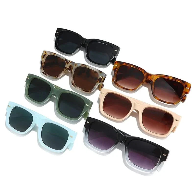 Vintage Square Rivet Sunglasses - Fashion Gradient Shades UV400