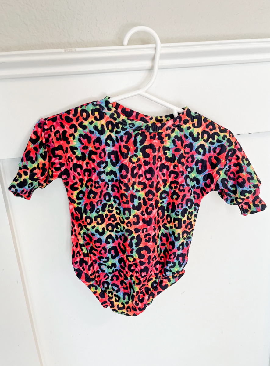 Tie Dye Cheetah Sweater Romper