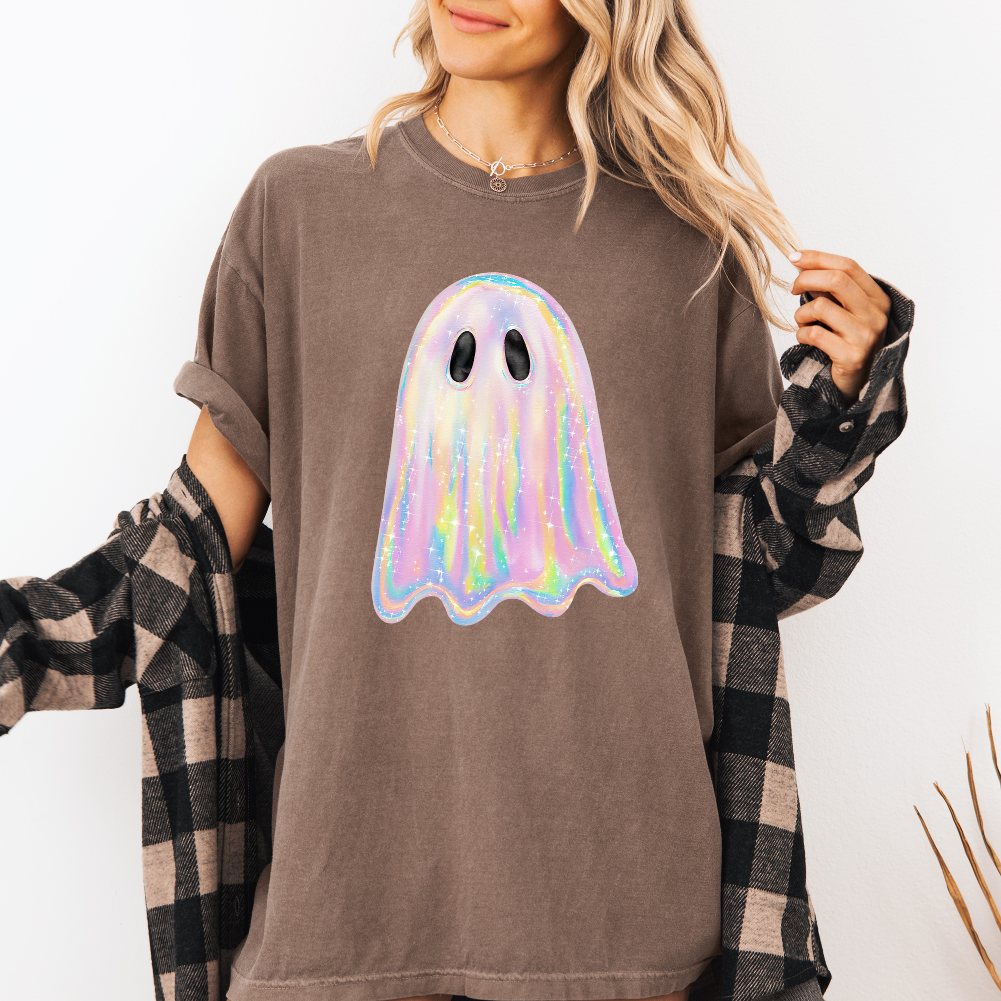 Shimmering Ghost, Iridescent Ghost, Boo, Cute Ghost, Faux Glitter Ghost, Spooky Season, Halloween, Comfort Colors T-Shirt