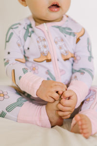 Pink Cowgirl Bamboo Zipper Romper
