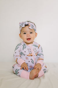 Pink Cowgirl Bamboo Zipper Romper