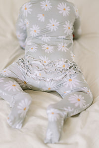 Sage Daisies Ruffle Baby Romper