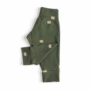 Panthers on Olive Green Baby & Toddler Cotton Knit Leggings