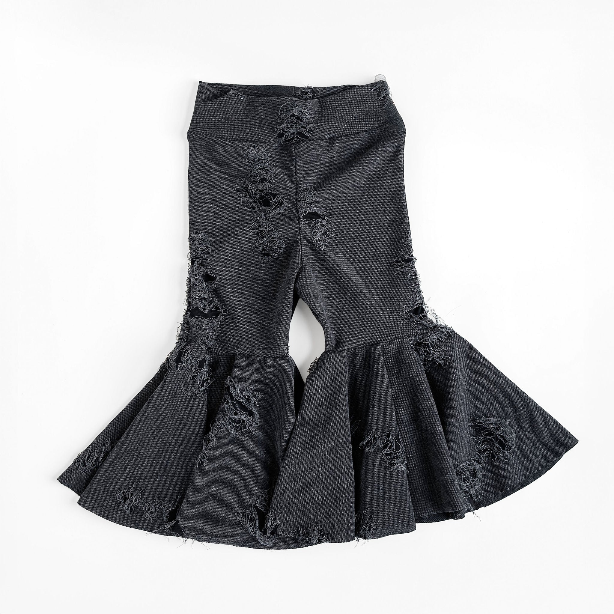 Distressed Denim Inspired Baby Bell Bottoms