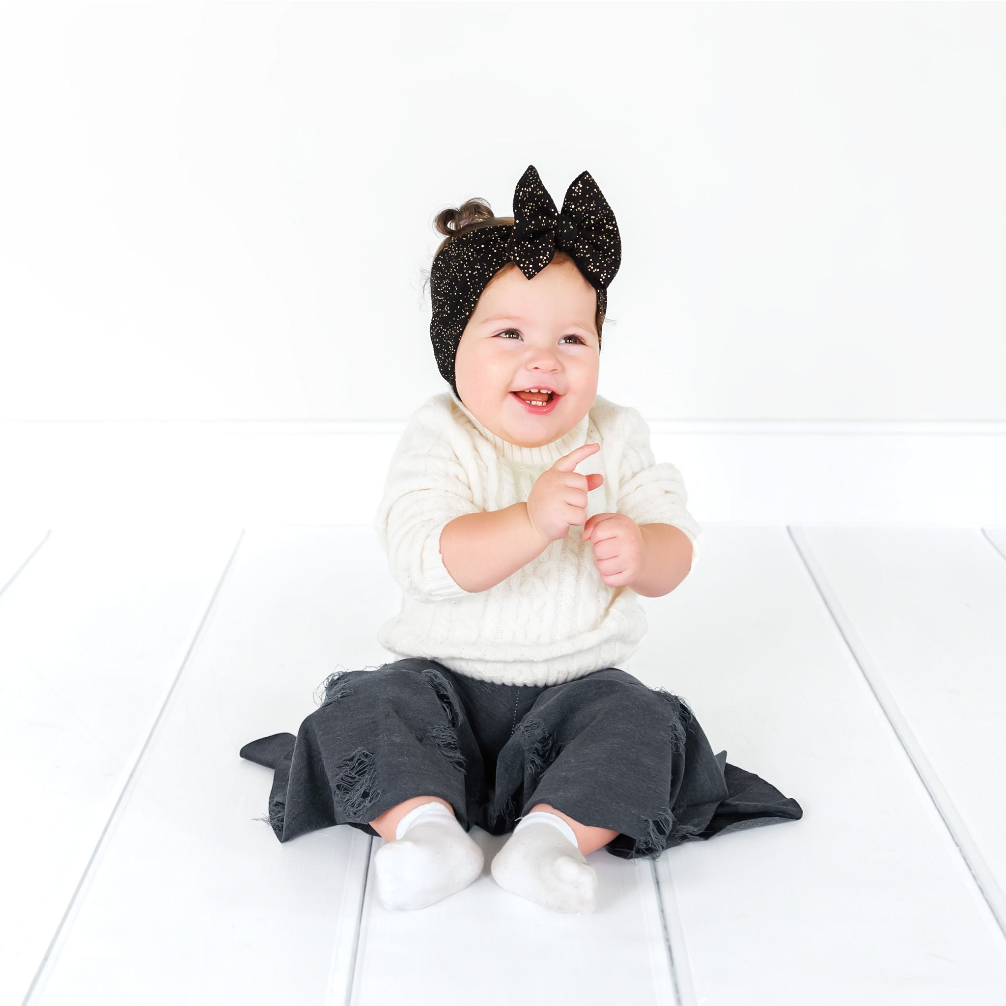 Distressed Denim Inspired Baby Bell Bottoms
