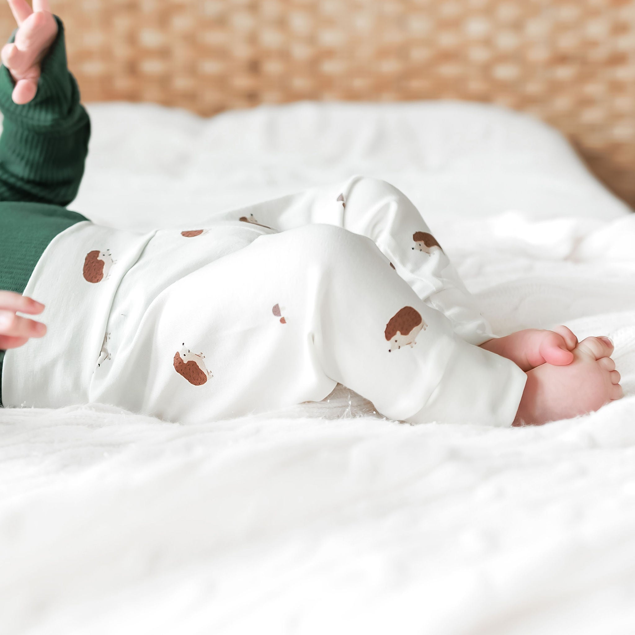 Sweet Hedgehogs on Ivory Baby & Toddler Cotton Knit Leggings