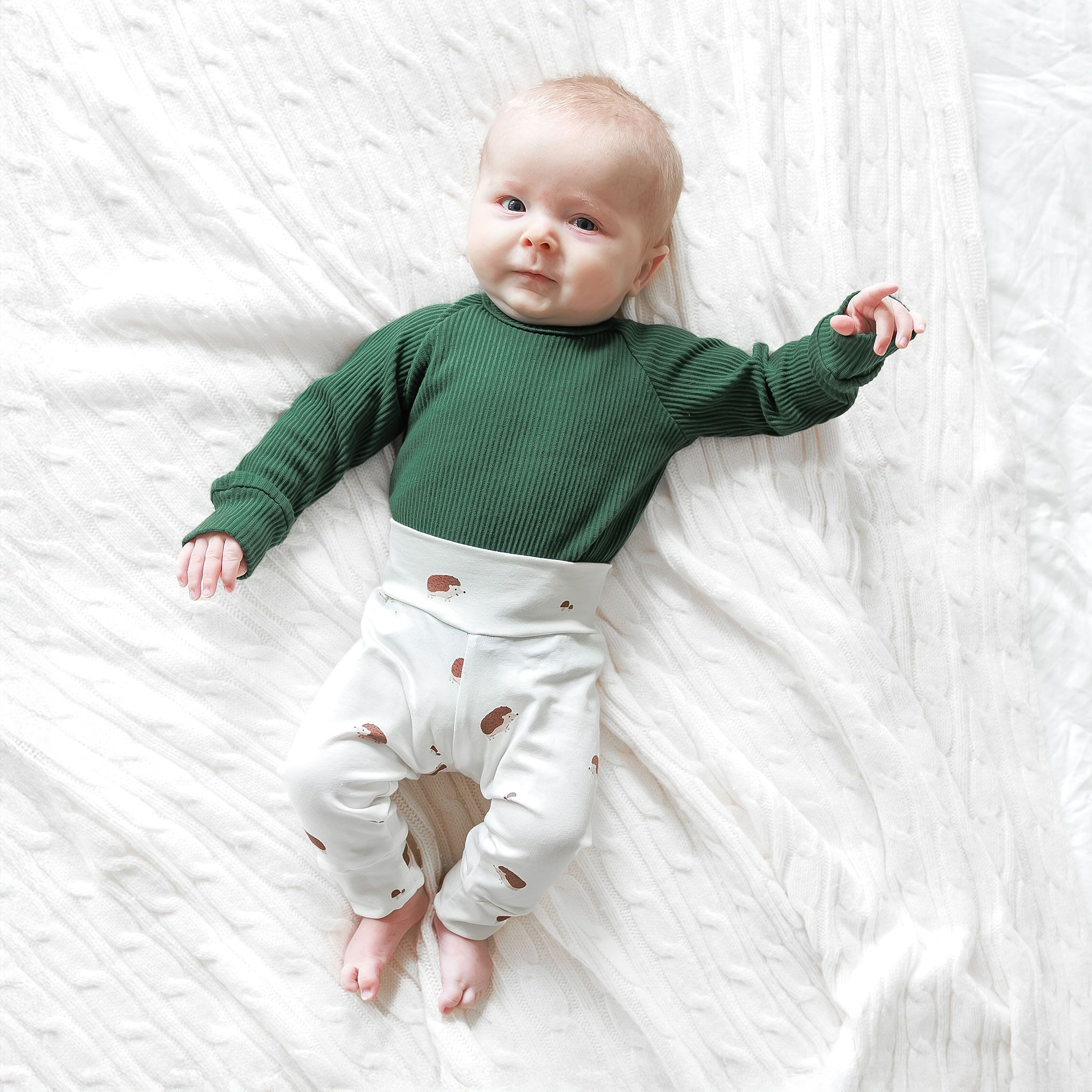 Sweet Hedgehogs on Ivory Baby & Toddler Cotton Knit Leggings