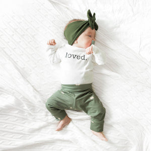 Panthers on Olive Green Baby & Toddler Cotton Knit Leggings