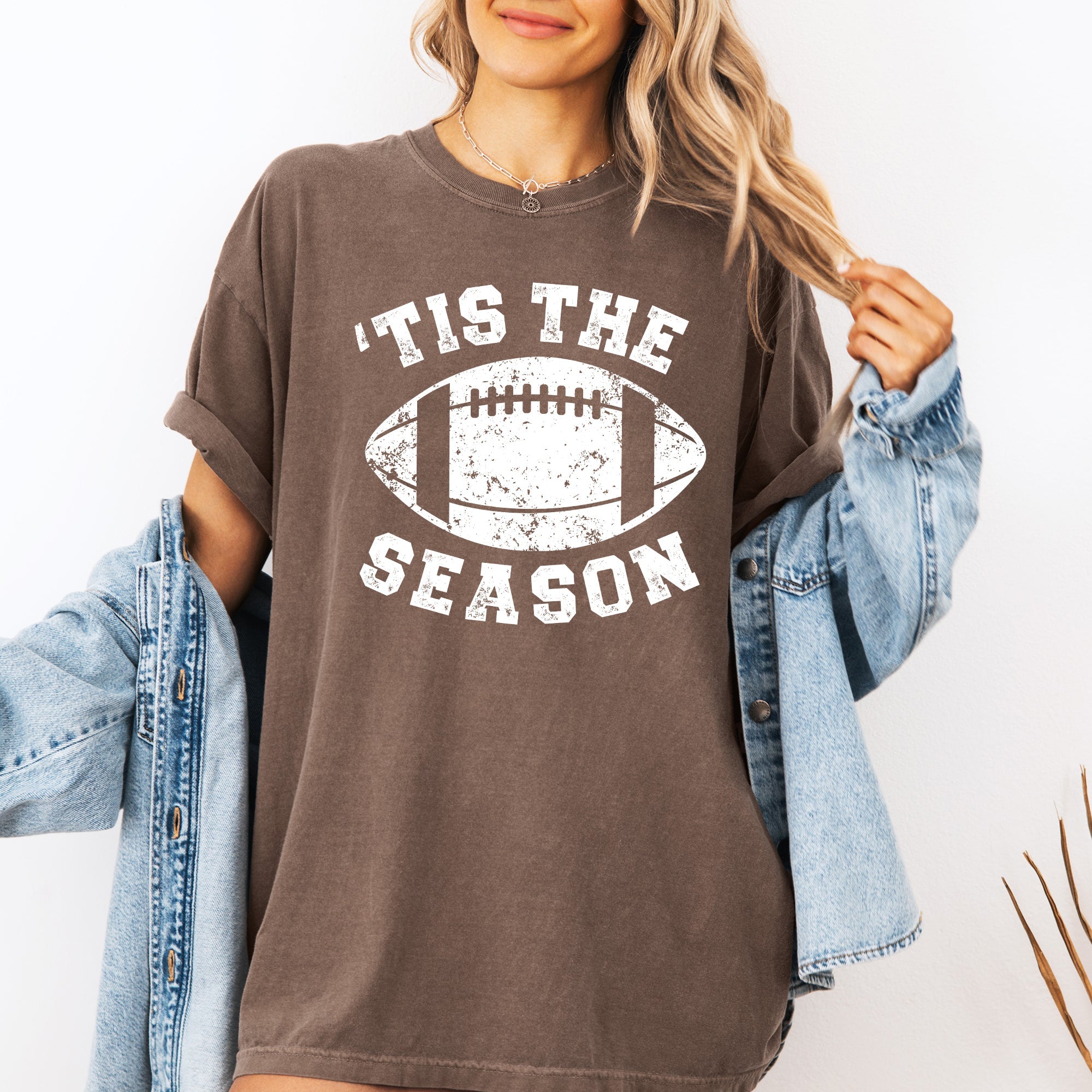 Tis The Season, Football, Sports, Game Day, Big Game, Touchdown, Tailgate Party Tshirt Comfort Colors T-Shirt