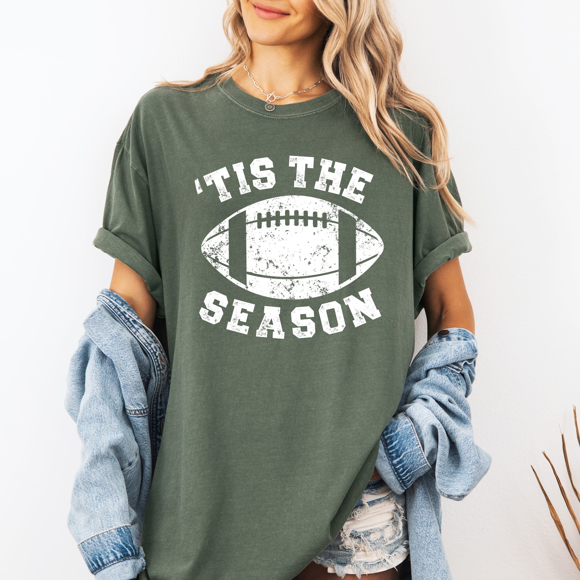 Tis The Season, Football, Sports, Game Day, Big Game, Touchdown, Tailgate Party Tshirt Comfort Colors T-Shirt