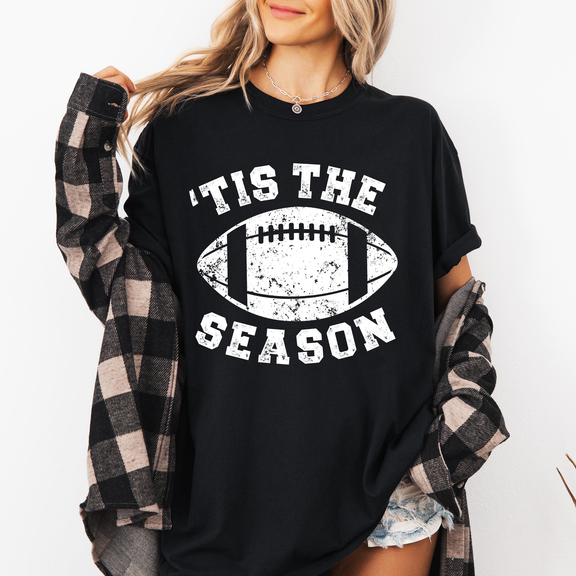 Tis The Season, Football, Sports, Game Day, Big Game, Touchdown, Tailgate Party Tshirt Comfort Colors T-Shirt