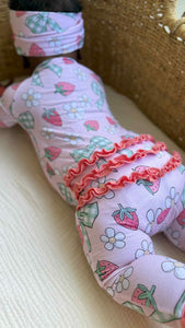 Bamboo Strawberry Ruffle Baby Romper