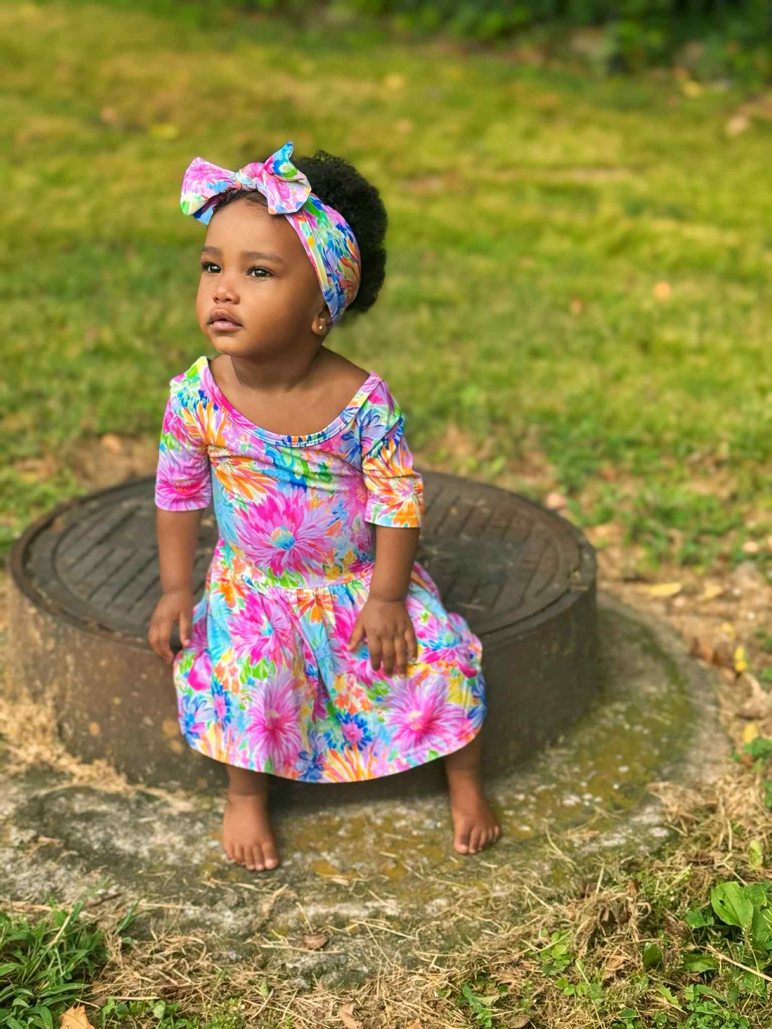 Bamboo Neon Floral Bodysuit Dress