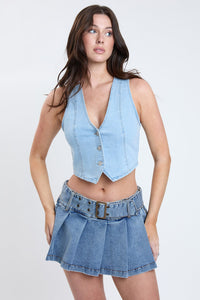 Women's Cropped Button Front Vest