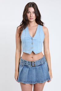Women's Cropped Button Front Vest