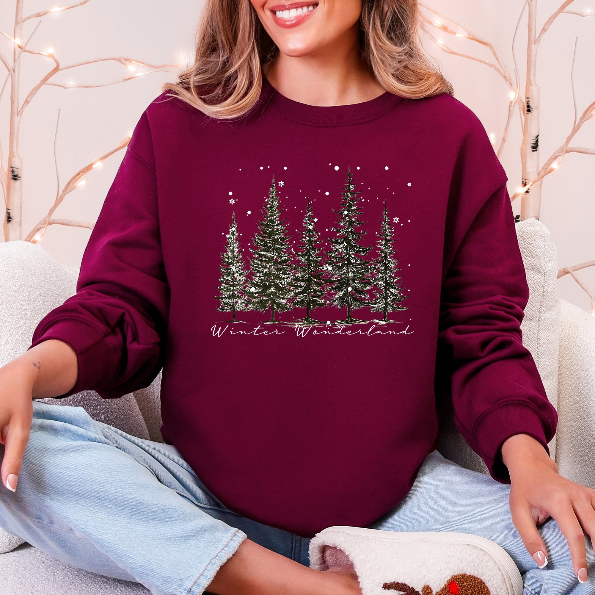 Winter Wonderland, Christmas Trees, Snow Sweatshirt
