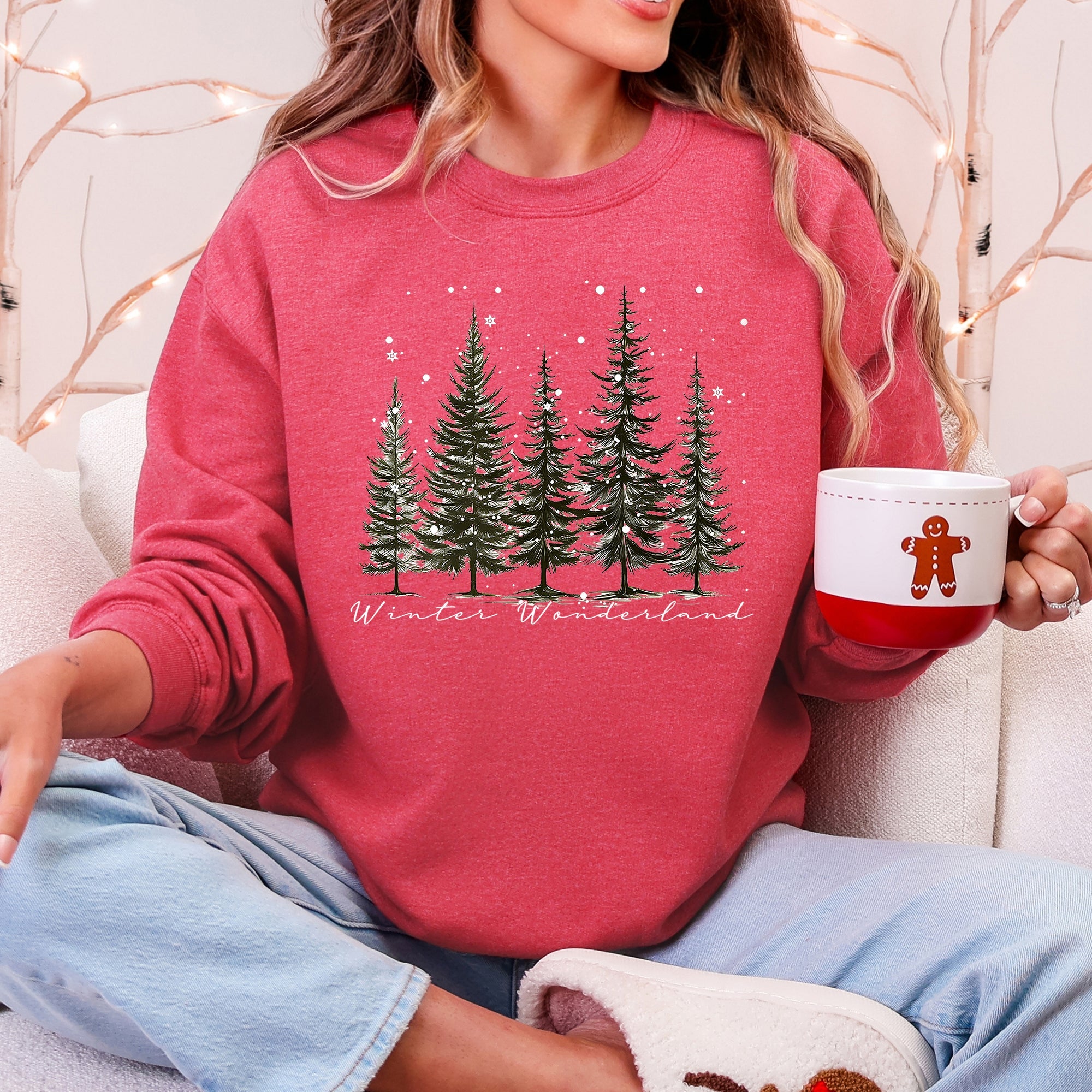 Winter Wonderland, Christmas Trees, Snow Sweatshirt