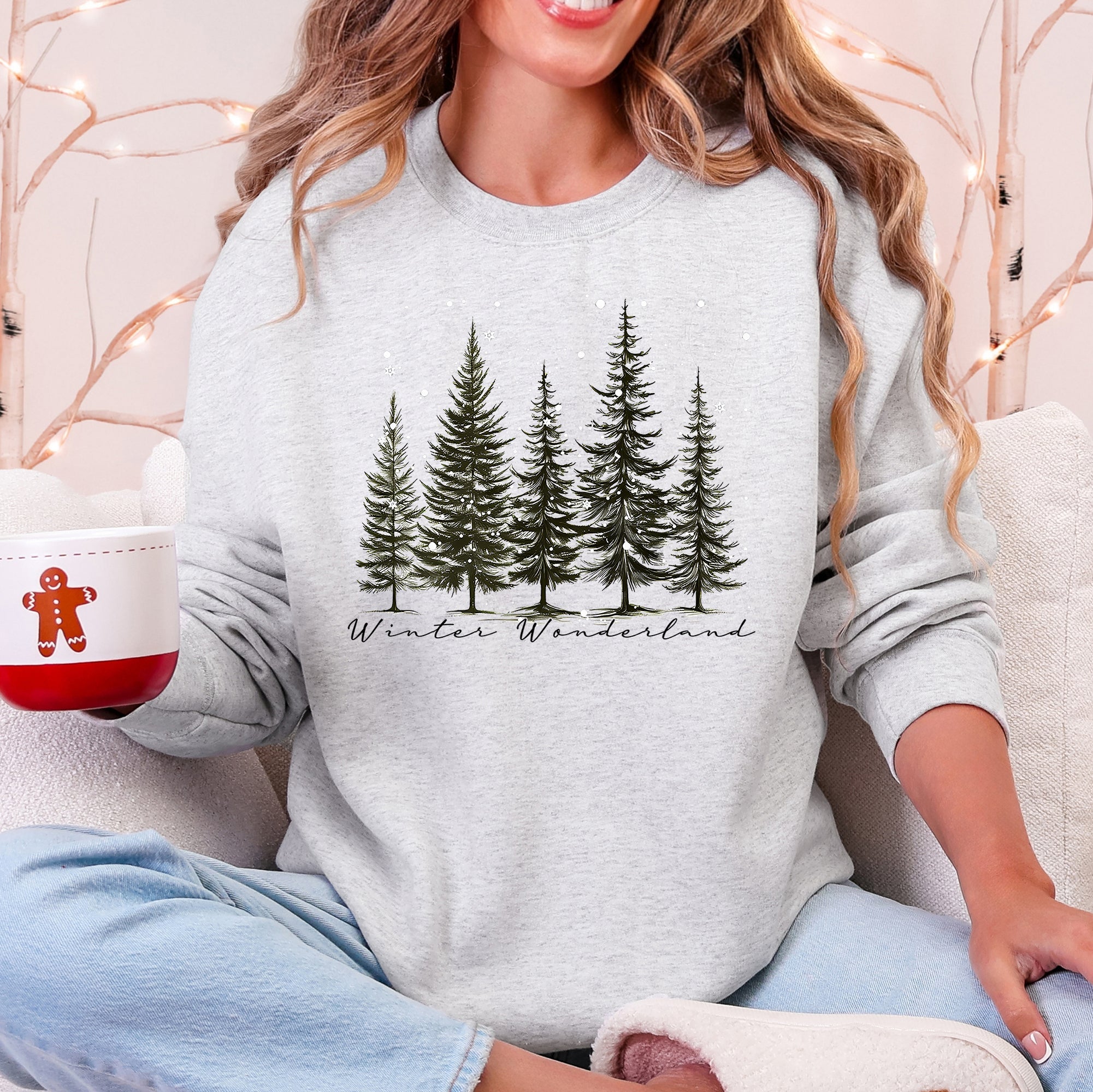 Winter Wonderland, Christmas Trees, Snow Sweatshirt