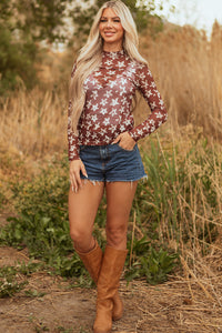 Alexandra Mesh Star Sheath Long Sleeve Top