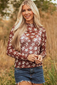 Alexandra Mesh Star Sheath Long Sleeve Top