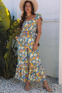 Amayah Allover Shirred Cut Out High Waist Jumpsuit