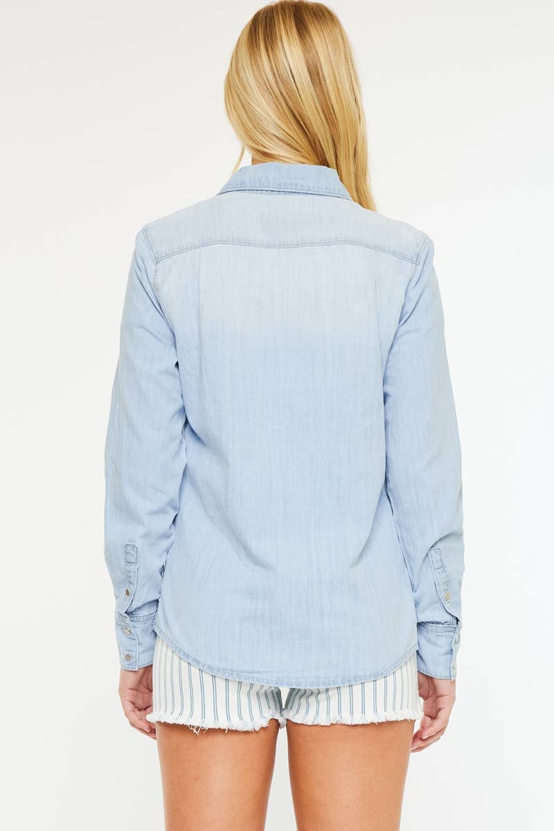 KanCan button down denim shirt LIGHT