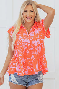 Karla Floral Collared Button Blouse